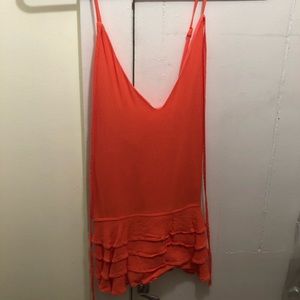 Coral tank top, cross cross in the back